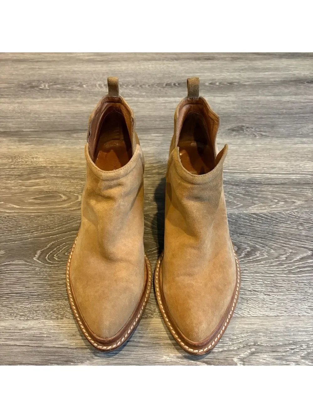 Jeffrey Campbell Fontana Tan Suede Chelsea Ankle Boots Size 10